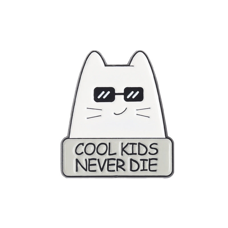 Funny Cute White Cat Enamel Pin | Arrow-Struck & Knife-Holding Cartoon Metal Brooch | Apparel & Bag Accessories Wholesale