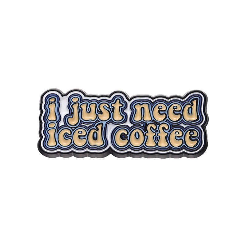 European & American Style Coffee Cup English Letter Metal Badge - Coffee Lover Gift