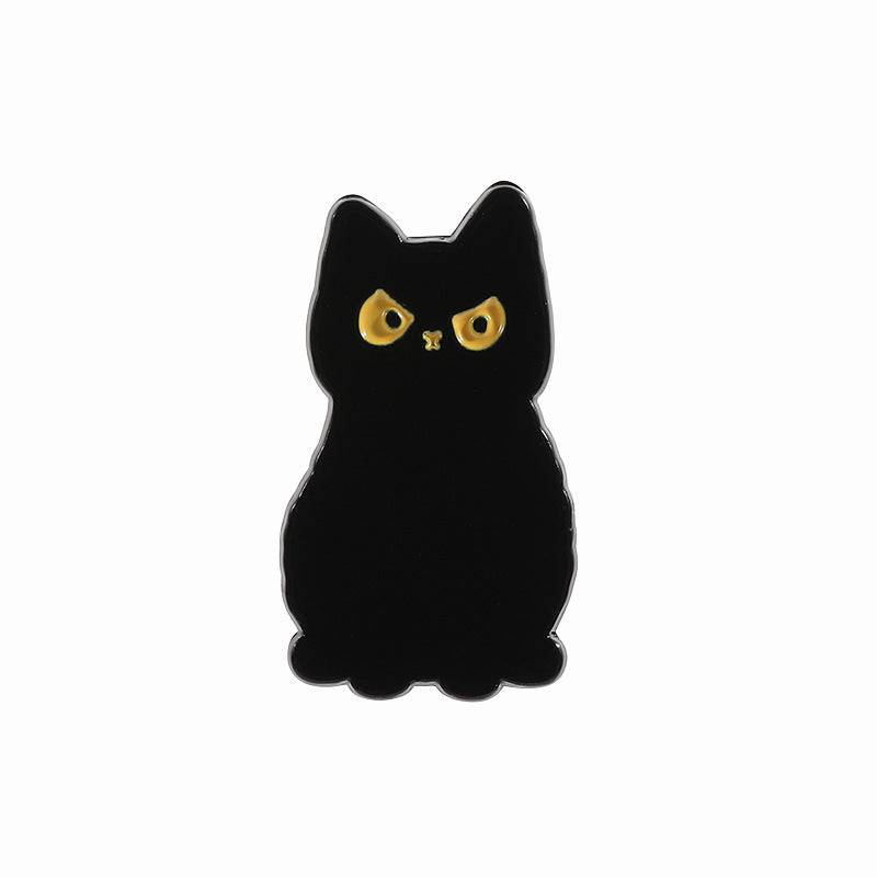 Cute Yellow-Eyed Cat Enamel Pin | Rainbow Heart Cartoon Metal Brooch | Apparel & Gift Accessories Wholesale
