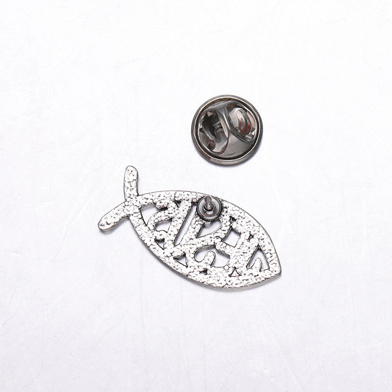 Creative Geometric Silver Fish Enamel Pin | Metal Brooch Collection | Minimalist Apparel Accessories Wholesale