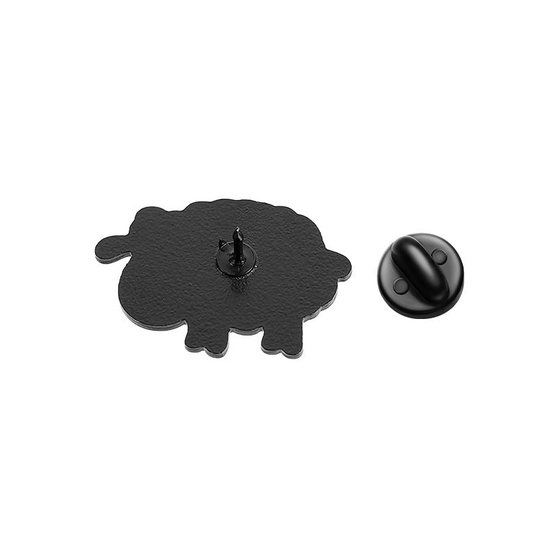 Creative White Sheep Quote Enamel Pin | Animal Metal Brooch | Apparel & Lapel Accessories Wholesale