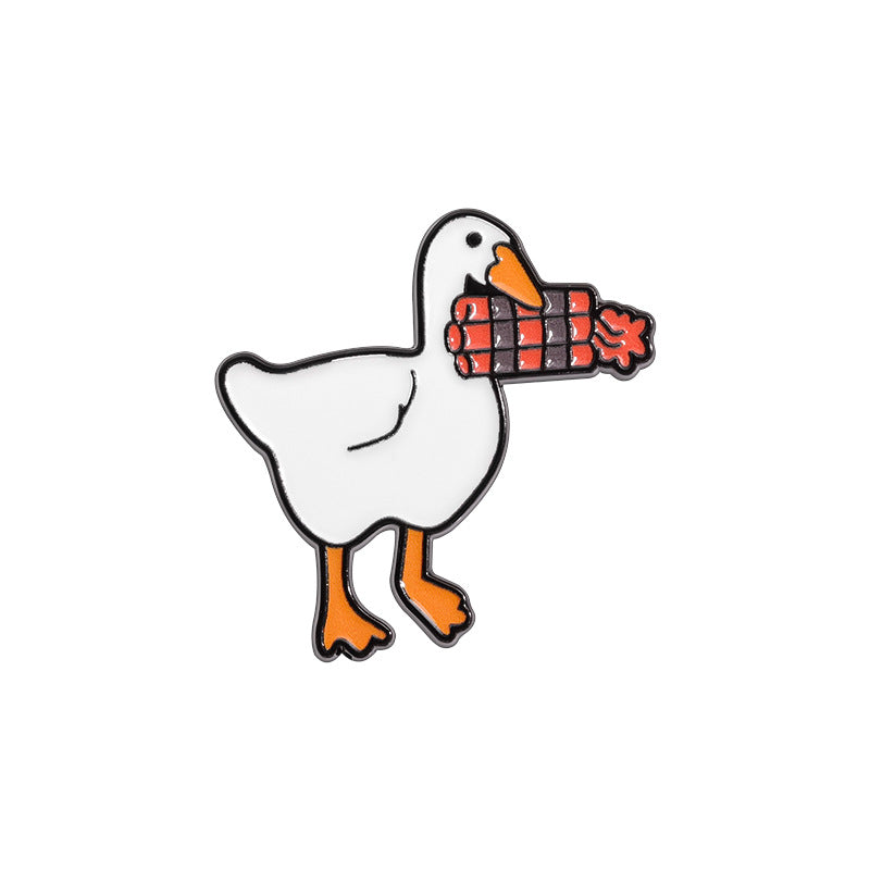 Creative Funny Duck Enamel Pin Set with Knife & Scythe Design | Animal Metal Brooch Collection | Apparel & Bag Accessories Wholesale
