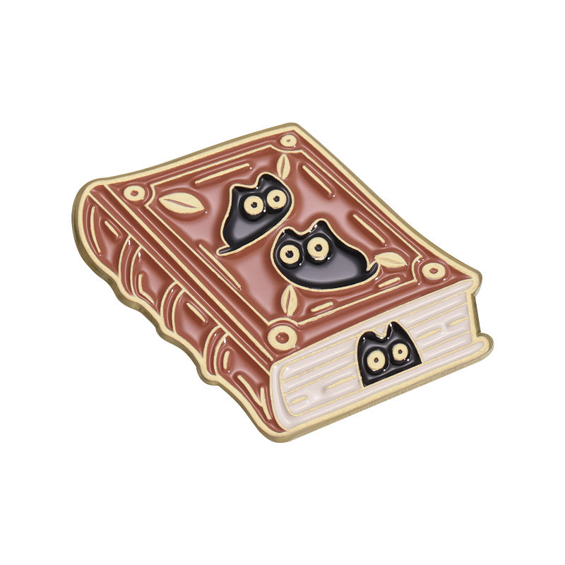 Creative Cute Book Cat Moon & Planet Enamel Pin Set | Cartoon Metal Brooch Collection | Apparel & Bag Accessories Wholesale