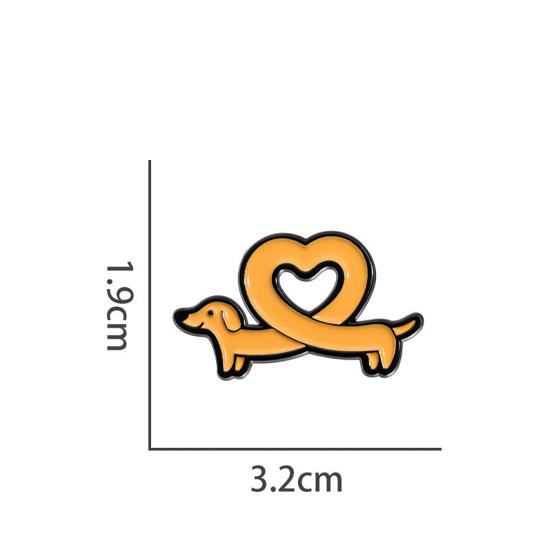 Cute Yellow Dachshund Heart Enamel Pin | Adorable Dog Lover Brooch