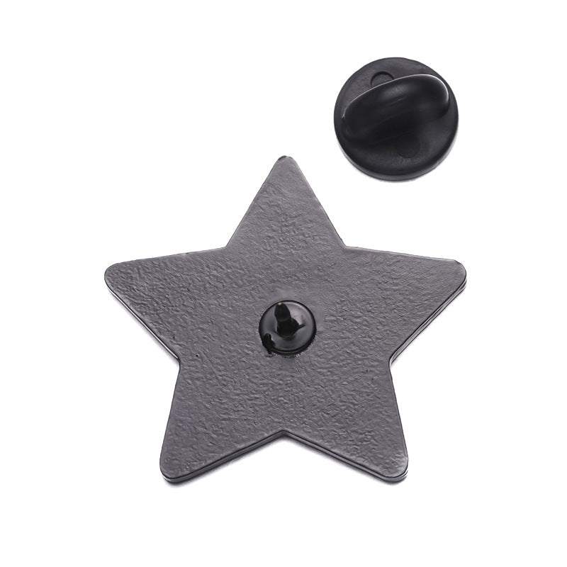 Vintage Five-Point Star Letter Brooch | Retro Star Metal Lapel Pin