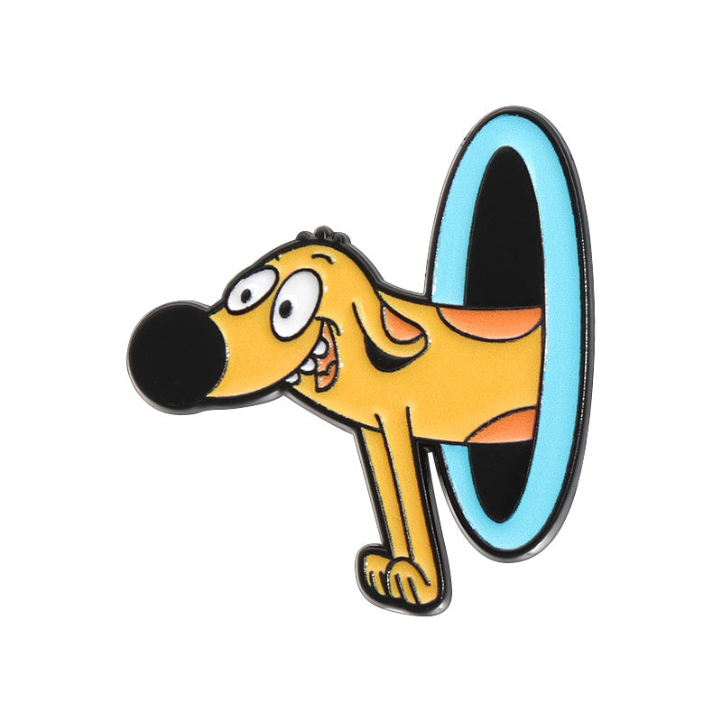 Creative Yellow Cat & Dog Cartoon Enamel Pin Set | Cute Anime Metal Brooch Collection | Apparel & Lapel Accessories Wholesale