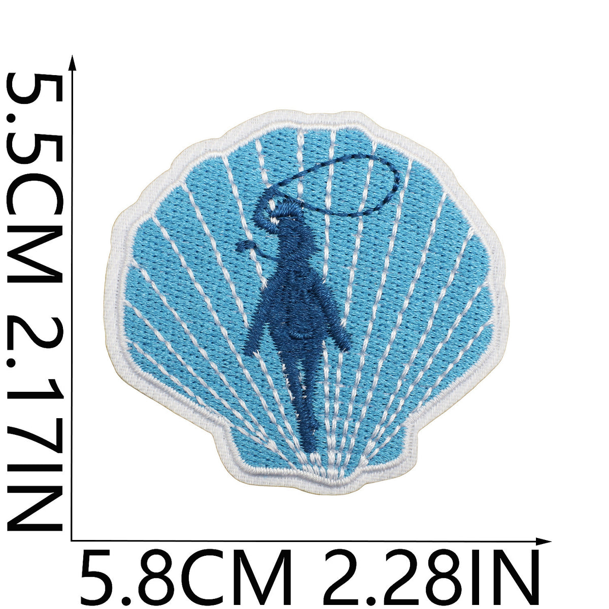 Pearl Seashell Cowgirl Embroidered Iron-On Patch