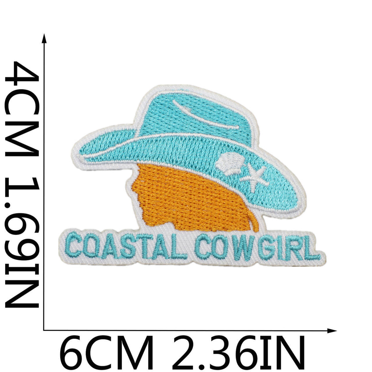 Pearl Seashell Cowgirl Embroidered Iron-On Patch