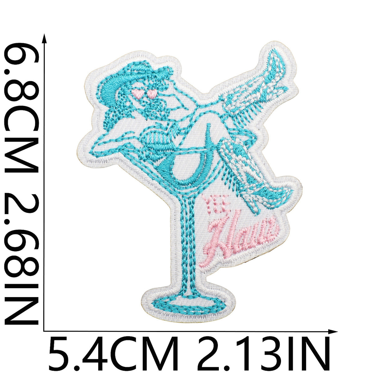 Pearl Seashell Cowgirl Embroidered Iron-On Patch