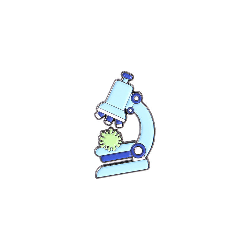 Gene Chain Brooch Science Experiment Vial CF Microscope Lapel Pin