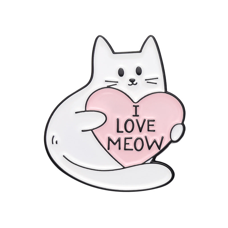 Cute White Cat with Pearl Design Enamel Pin | Creative Animal Enamel Pin