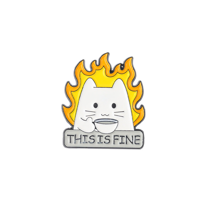 Funny Cute White Cat Enamel Pin | Arrow-Struck & Knife-Holding Cartoon Metal Brooch | Apparel & Bag Accessories Wholesale