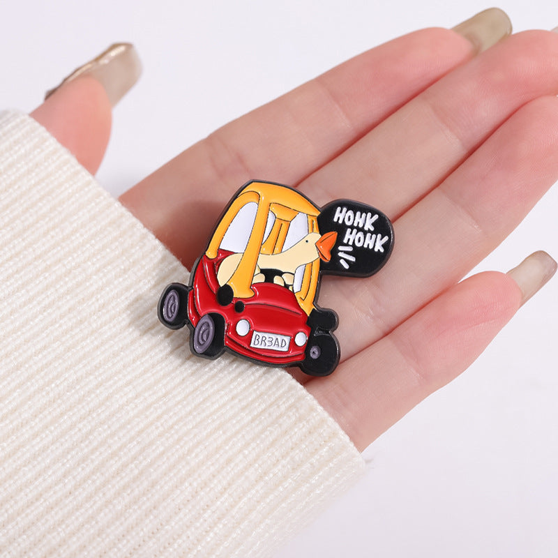Funny Cartoon Duck Driving Tractor Enamel Pin | Creative Anime Metal Brooch | Apparel & Lapel Accessories Wholesale
