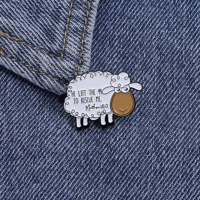 Creative White Sheep Quote Enamel Pin | Animal Metal Brooch | Apparel & Lapel Accessories Wholesale