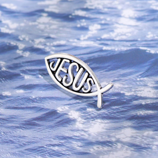Creative Geometric Silver Fish Enamel Pin | Metal Brooch Collection | Minimalist Apparel Accessories Wholesale
