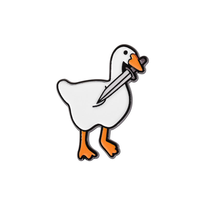 Creative Funny Duck Enamel Pin Set with Knife & Scythe Design | Animal Metal Brooch Collection | Apparel & Bag Accessories Wholesale