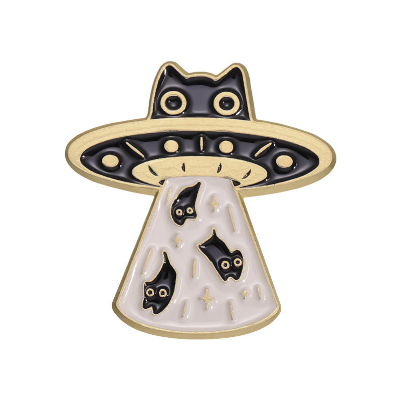 Creative Cute Book Cat Moon & Planet Enamel Pin Set | Cartoon Metal Brooch Collection | Apparel & Bag Accessories Wholesale