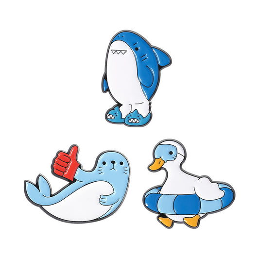 Cute Ocean Animal Enamel Pin | Shark Seal Float Duck Alloy Brooch | Apparel Lapel Pin Factory Wholesale