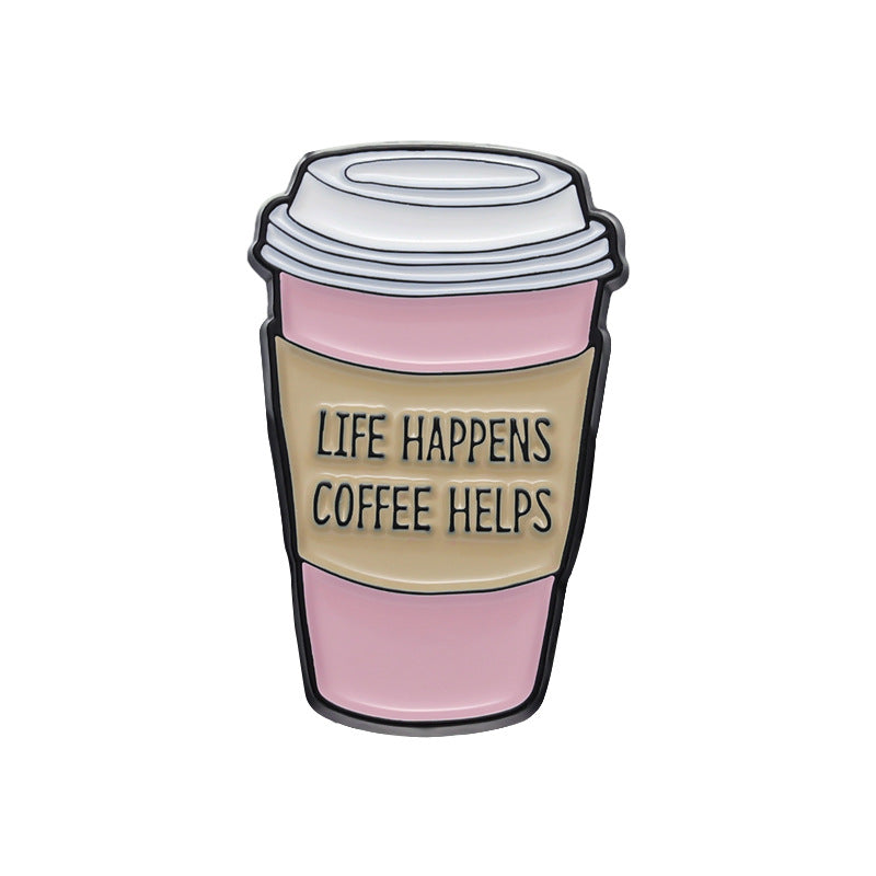 European & American Style Coffee Cup English Letter Metal Badge - Coffee Lover Gift