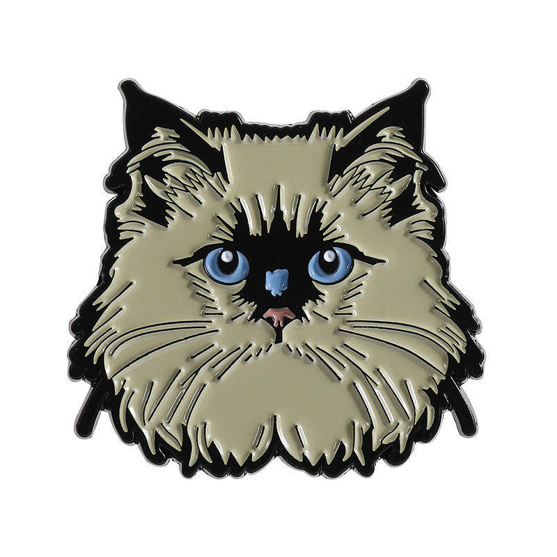 Cute Cartoon Pet Cat & Shar Pei Dog Enamel Pin Set | Animal Metal Brooch Collection | Apparel & Bag Accessories Wholesale