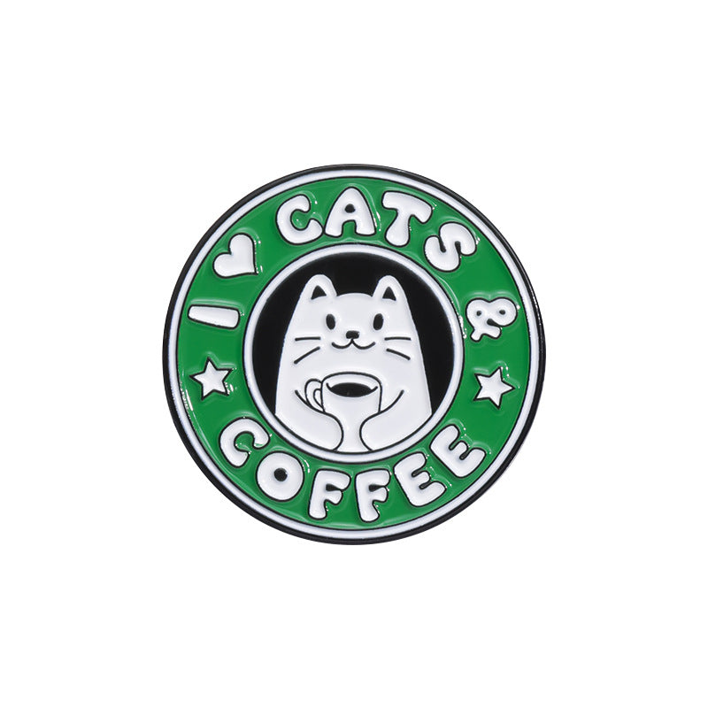 Best-Selling Cartoon Cat Ice Cream & Coffee Enamel Pin | Alloy Painted Metal Brooch | Apparel & Dress Accessories Wholesale