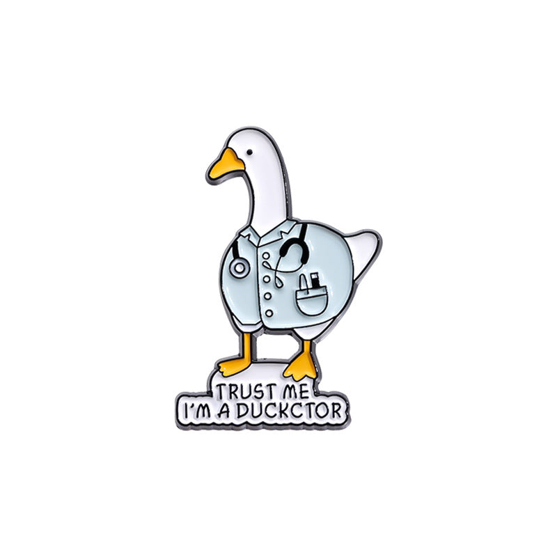Creative Cute Medical Duck & Dog Enamel Pin Set | Metal Brooch Collection | Eco-Friendly Apparel Accessories Wholesale