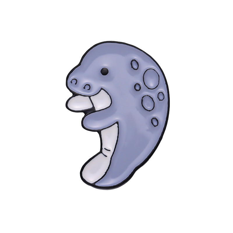 Creative Cute Ocean Animals Enamel Pin Set (Shark, Whale, Seahorse, Jellyfish) | Metal Brooch Collection | Eco-Friendly Apparel Accessories Wholesale