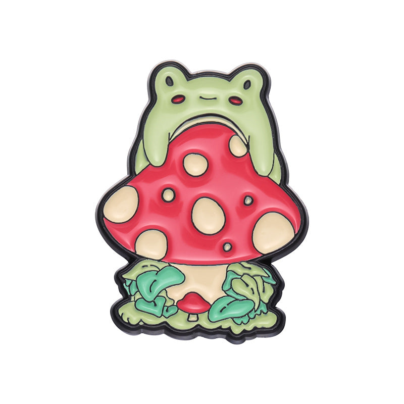 Creative Cute Frog & Mushroom Enamel Pin Set | Designer Animal Metal Brooch Collection | Cross-Border Best-Selling Accessories Wholesale