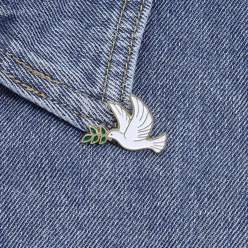 Creative Peace Dove & Olive Branch Enamel Pin Set | Metal Brooch Collection | Apparel & Bag Accessories Wholesale