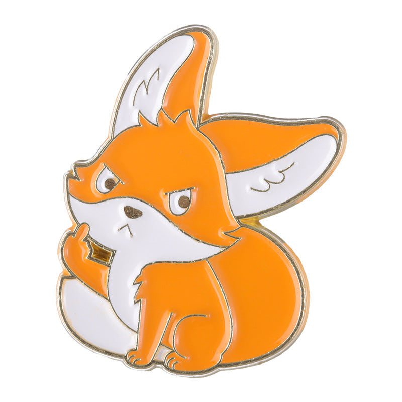 Creative European-Style Sassy Animal Alloy Enamel Pin Set (Mushroom, Fox, Cat, Rabbit) | Novelty Metal Brooch Collection | Bag & Apparel Accessories Wholesale