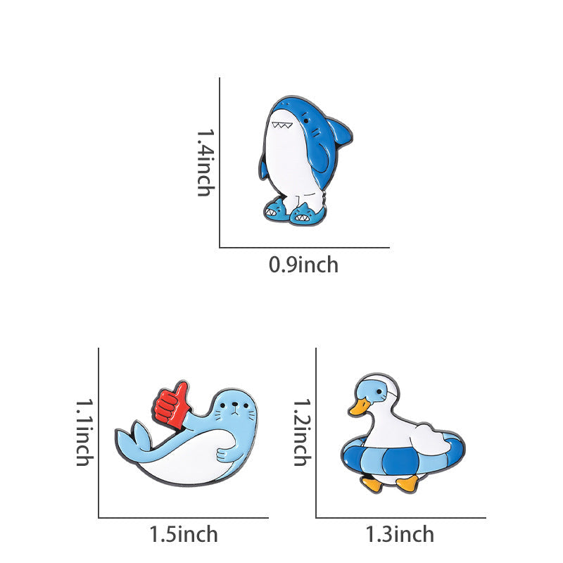 Cute Ocean Animal Enamel Pin | Shark Seal Float Duck Alloy Brooch | Apparel Lapel Pin Factory Wholesale