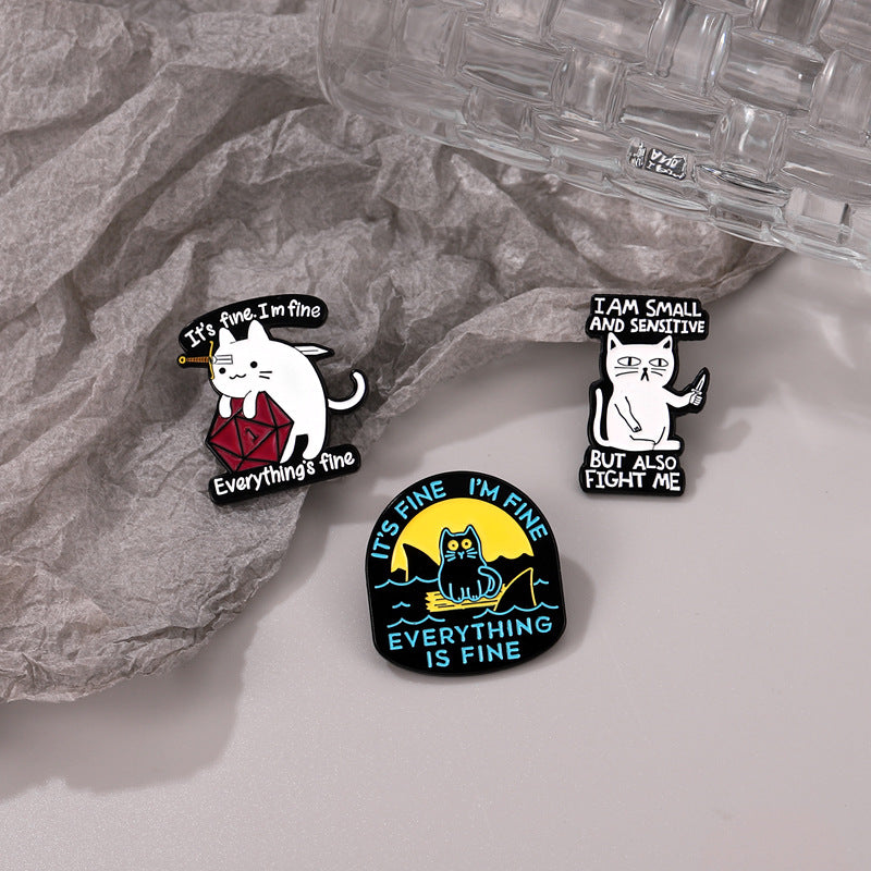 Creative Cute Pure Black Cat Enamel Pin Set | Metal Brooch Collection | Eco-Friendly Apparel Accessories Wholesale