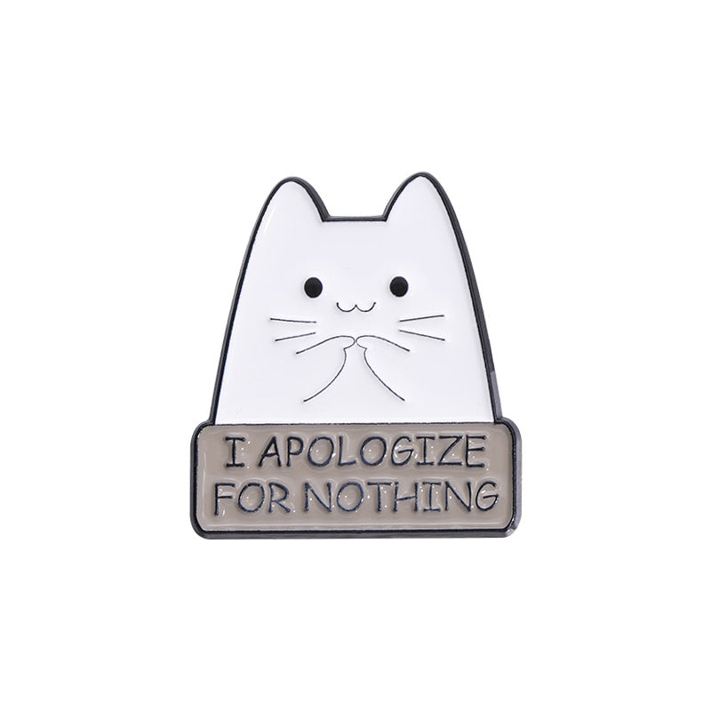 Cute Funny Cat Holding Knife Enamel Pin | Rainbow Heart Cartoon Metal Brooch | Apparel & Gift Accessories Wholesale