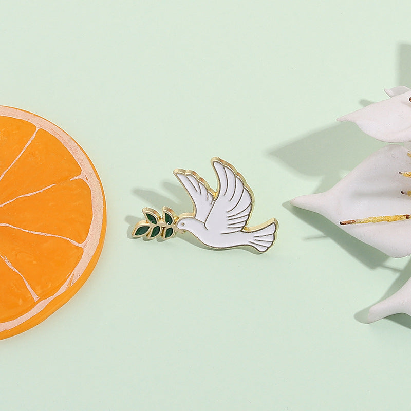 Creative Peace Dove & Olive Branch Enamel Pin Set | Metal Brooch Collection | Apparel & Bag Accessories Wholesale