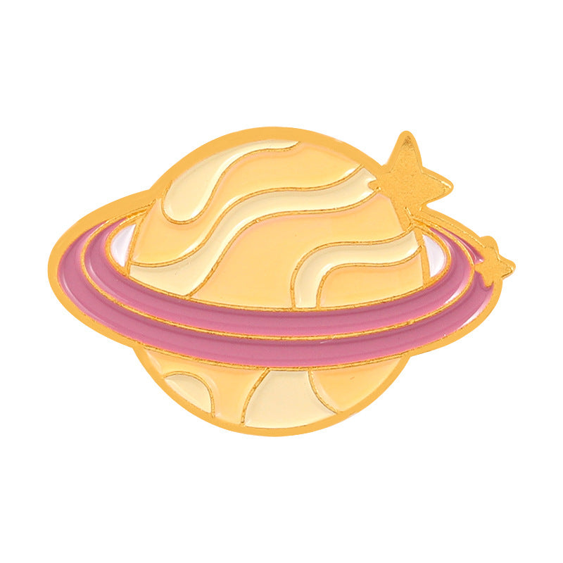 Planet Brooch Purple Pink Galaxy Metal Badge
