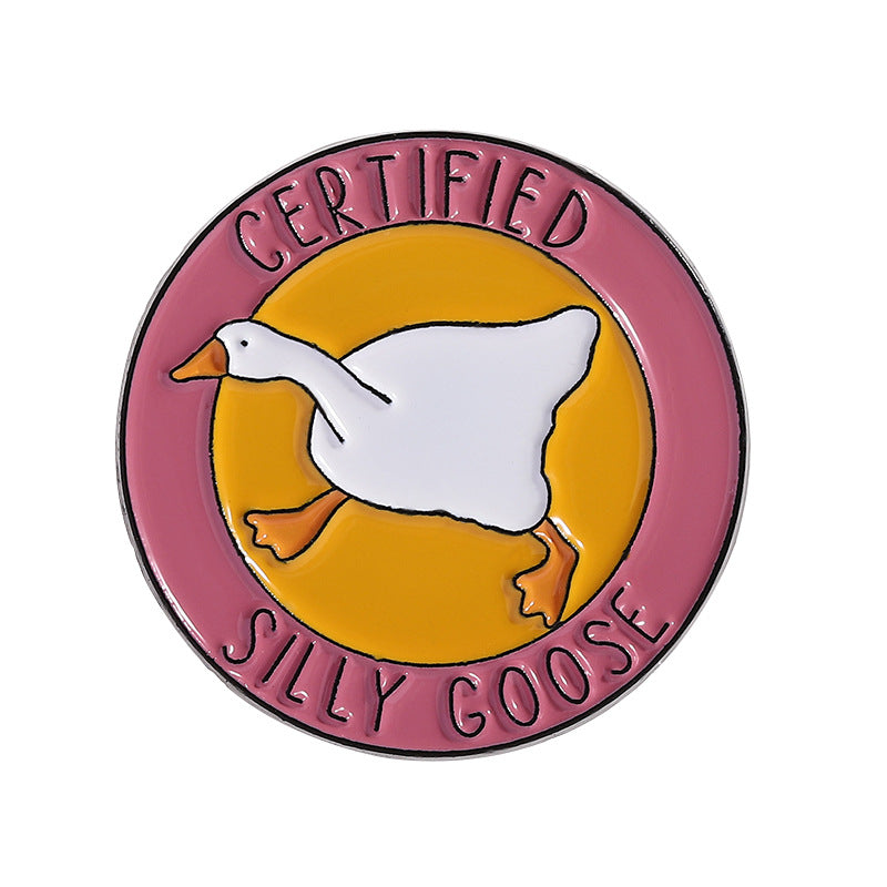 Cute Funny Cartoon Goose Enamel Pin | Alloy Oil-Filled Metal Brooch | Apparel & Backpack Accessories Wholesale