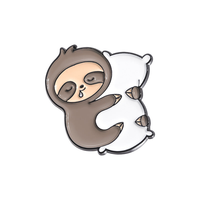Cute Animal Sloth Enamel Pin | New Cross-Border Collection | Fruit, Banana, Coffee & Donut Metal Badg