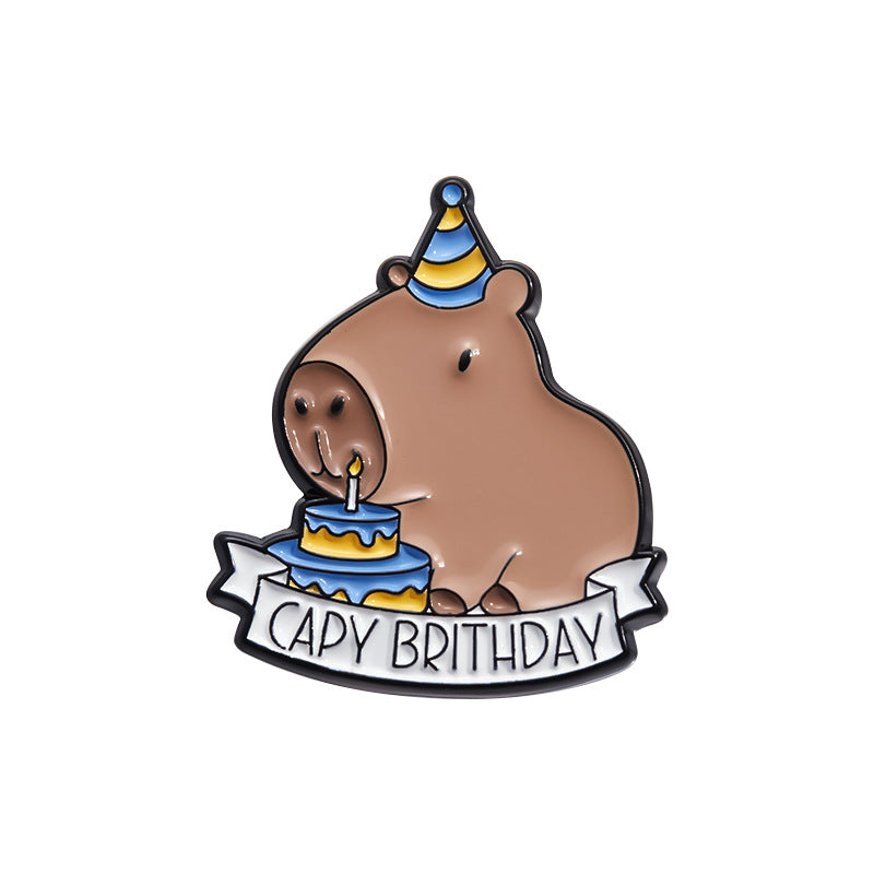Cute Capybara Enamel Pin Set | Animal Metal Brooch Collection | Eco-Friendly Apparel Accessories Wholesale