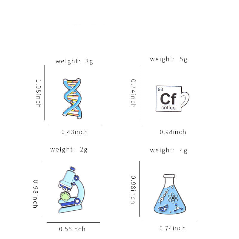 Gene Chain Brooch Science Experiment Vial CF Microscope Lapel Pin