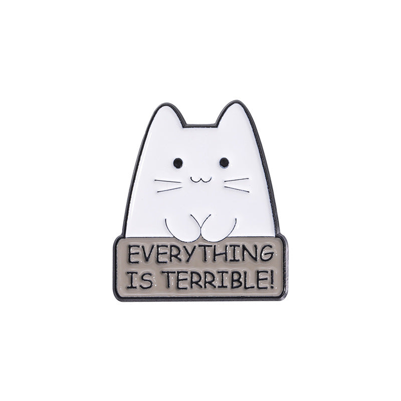 Cute Funny Cat Holding Knife Enamel Pin | Rainbow Heart Cartoon Metal Brooch | Apparel & Gift Accessories Wholesale