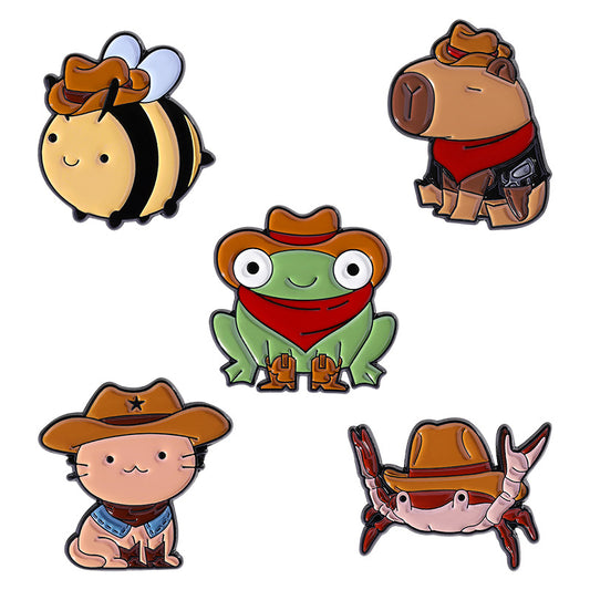 Cute Cat, Crab, Bee, Frog & Capybara Enamel Pins | Animal Metal Brooches for Clothing & Accessories