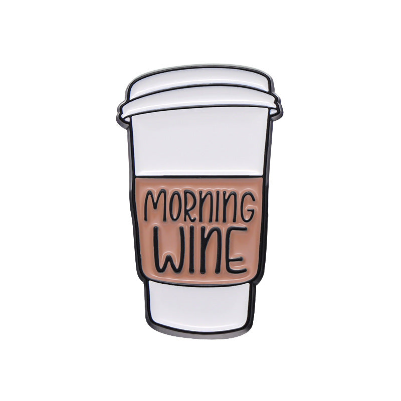 European & American Style Coffee Cup English Letter Metal Badge - Coffee Lover Gift