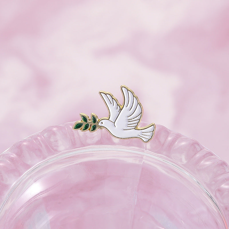 Creative Peace Dove & Olive Branch Enamel Pin Set | Metal Brooch Collection | Apparel & Bag Accessories Wholesale