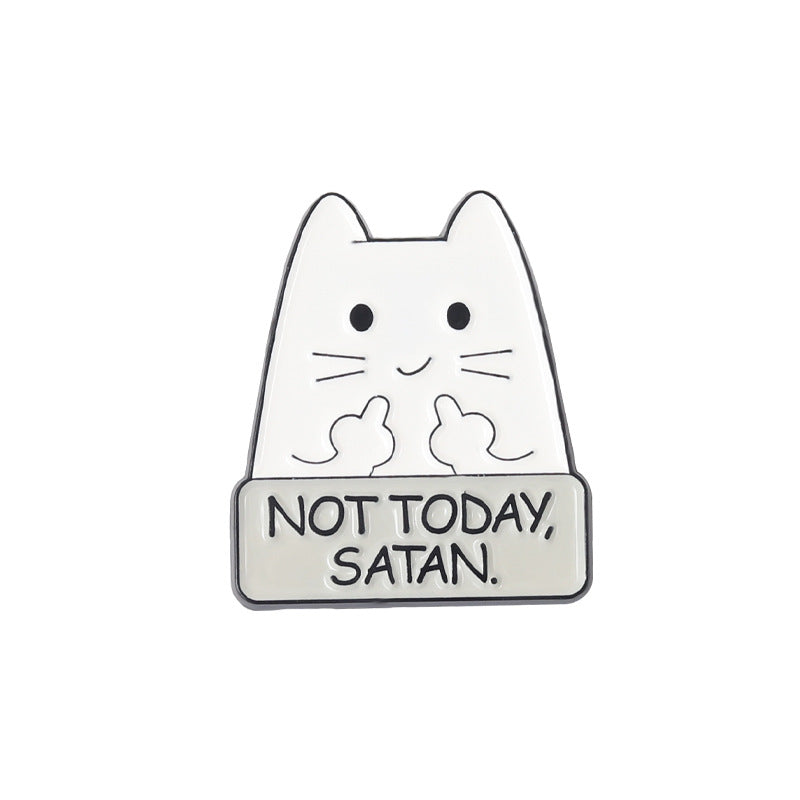 Funny Cute White Cat Enamel Pin | Arrow-Struck & Knife-Holding Cartoon Metal Brooch | Apparel & Bag Accessories Wholesale