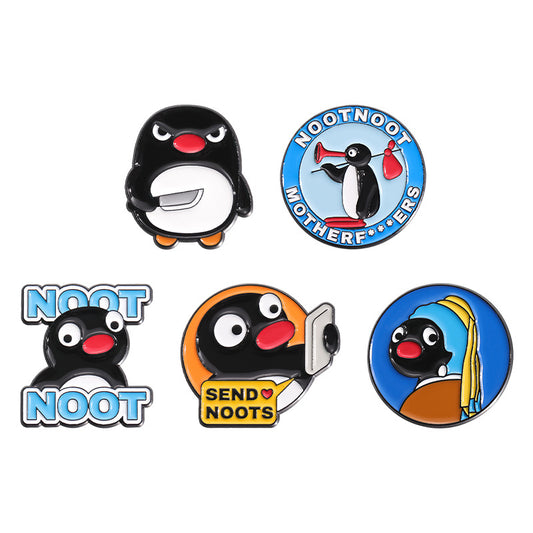 Creative Cute Cartoon Penguin Enamel Pin Set | Metal Brooch Collection | Eco-Friendly Apparel Accessories Wholesale