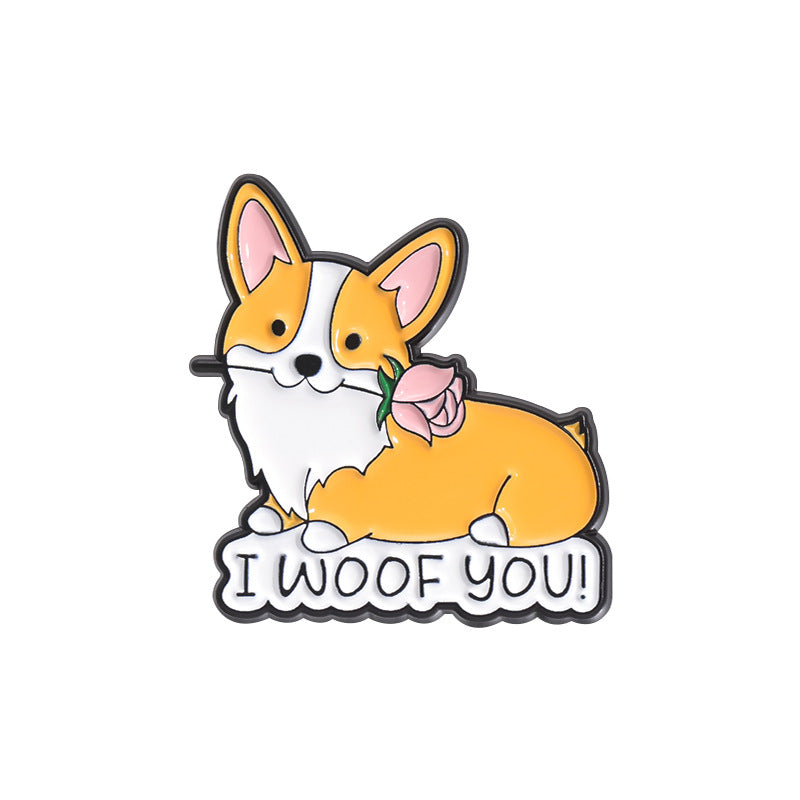 Cute Orange Corgi Dog Enamel Pin | Adorable Animal Metal Brooch
