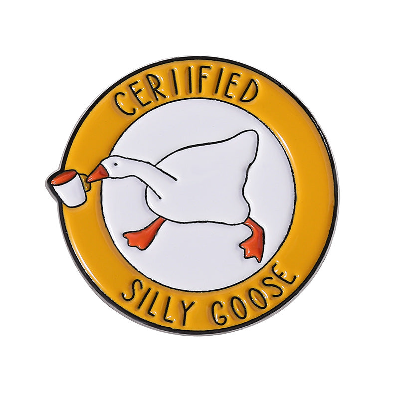 Cute Funny Cartoon Goose Enamel Pin | Alloy Oil-Filled Metal Brooch | Apparel & Backpack Accessories Wholesale