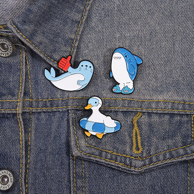 Cute Ocean Animal Enamel Pin | Shark Seal Float Duck Alloy Brooch | Apparel Lapel Pin Factory Wholesale