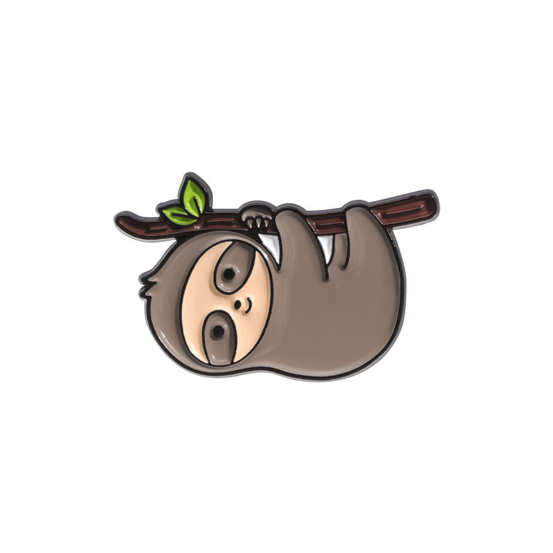 Cute Animal Sloth Enamel Pin | New Cross-Border Collection | Fruit, Banana, Coffee & Donut Metal Badg