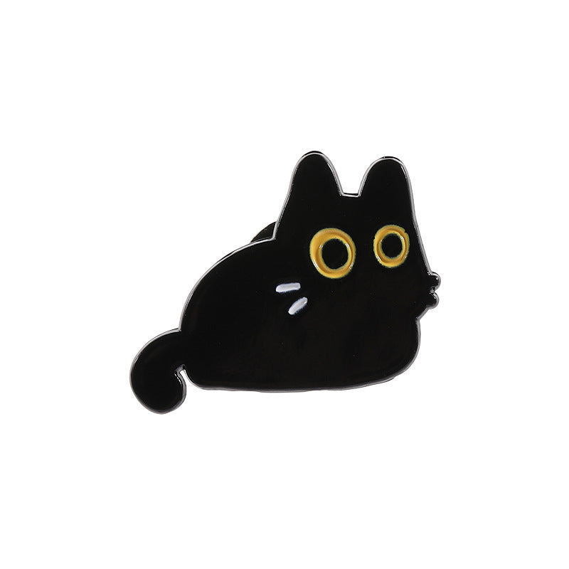 Cute Yellow-Eyed Cat Enamel Pin | Rainbow Heart Cartoon Metal Brooch | Apparel & Gift Accessories Wholesale